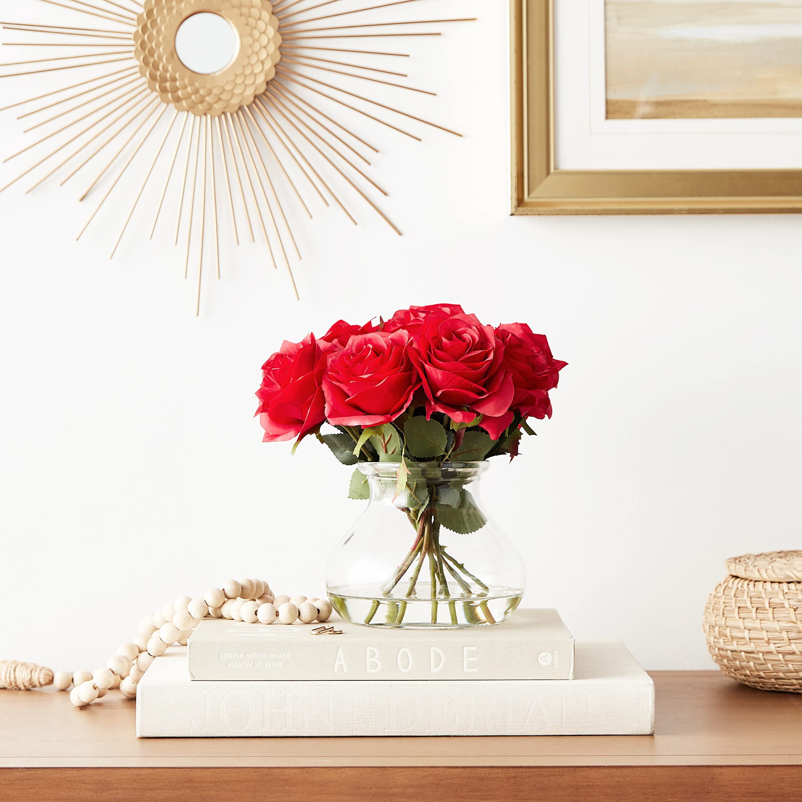 Nearly Natural Rose Arrangement with Vase - Image 6